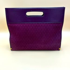 New YVES SAINT LAURENT Suede All-Over Monogram Convertible Tote